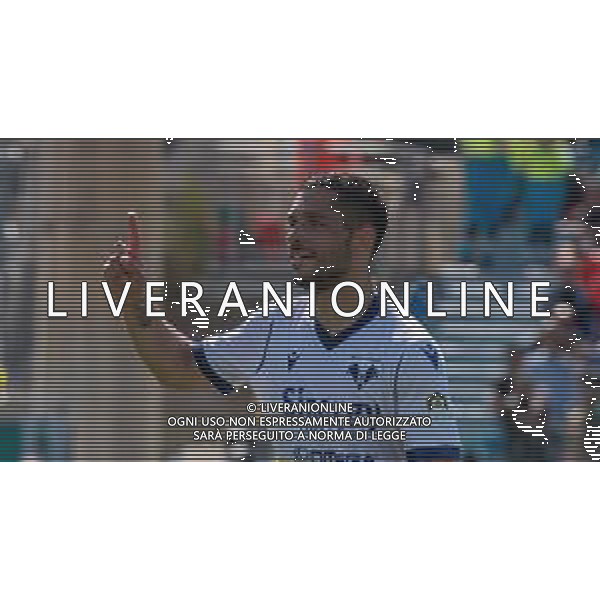 30-4-2022. Cagliari Calcio-Hellas Verona F.C., 35° giornata Serie A 2021/2022. Italia, Sardegna, Cagliari, stadio Unipol Domus. Salvatore Moi/Aldo Liverani s.a.s.. Nella foto: Gol dell\'Hellas Verona in trasferta contro Cagliari, allo stadio Unipol Domus di Cagliari. Segna: Caprari Hellas Verona Esultanza ©MOI/AGENZIA ALDO LIVERANI SAS