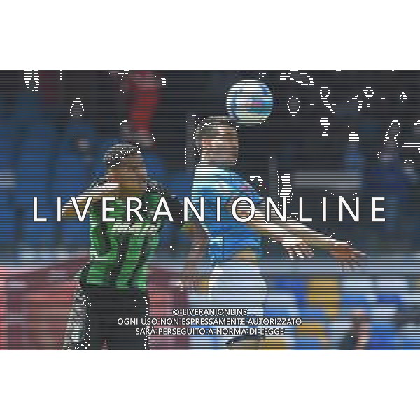 Hirving Lozano ( SSC Napoli ) and Rogerio ( Sassuolo Calcio ) They compete for the ball - NAPOLI - SASSUOLO CAMPIONATO CALCIO SERIE A TIM 30.04.2022 ©Agostino Gemito/LMedia/AGENZIA ALDO LIVERANI SAS