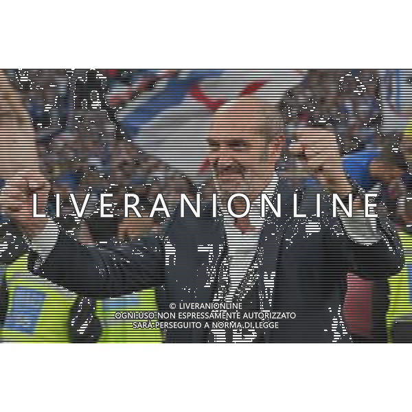 Danilo Vigo/LMedia - UC Sampdoria vs Genoa CFC - italian soccer Serie A match 2021/2022 April 30 2022 - Luigi Ferraris stadium Genova, Italy UC Sampdoria vs Genoa CFC Photo showing: Marco Lanna, Presidente UC Sampdoria celebrates after scoring a match esultanza @Danilo Vigo/LiveMedia /AGENZIA ALDO LIVERANI SAS