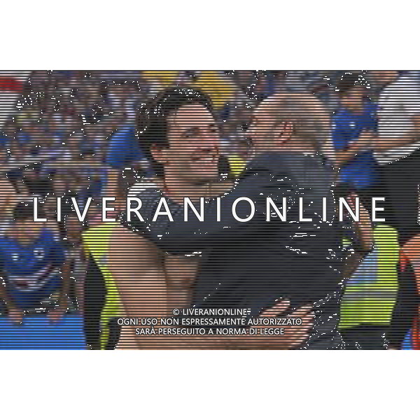 Danilo Vigo/LMedia - UC Sampdoria vs Genoa CFC - italian soccer Serie A match 2021/2022 April 30 2022 - Luigi Ferraris stadium Genova, Italy UC Sampdoria vs Genoa CFC Photo showing: Tommaso Augello and Marco Lanna, Presidente UC Sampdoria celebrates after scoring a match - esultanza @Danilo Vigo/LiveMedia /AGENZIA ALDO LIVERANI SAS