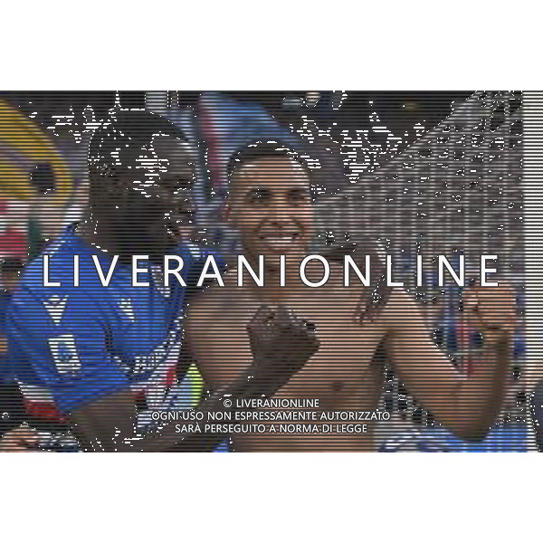 Danilo Vigo/LMedia - UC Sampdoria vs Genoa CFC - italian soccer Serie A match 2021/2022 April 30 2022 - Luigi Ferraris stadium Genova, Italy UC Sampdoria vs Genoa CFC Photo showing: Omar Colley - Abdelhamid Sabiri celebrates after scoring a match - esultanza @Danilo Vigo/LiveMedia / AGENZIA ALDO LIVERANI SAS