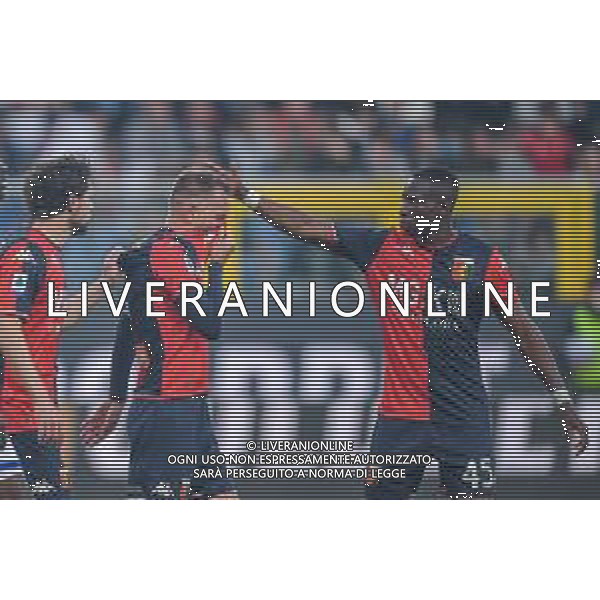 Danilo Vigo/LMedia - UC Sampdoria vs Genoa CFC - italian soccer Serie A match 2021/2022 April 30 2022 - Luigi Ferraris stadium Genova, Italy UC Sampdoria vs Genoa CFC Photo showing: Mattia Destro Domenico Criscito - Kelvin Kwarteng Yeboah disappointment - delusione @Danilo Vigo/LiveMedia /AGENZIA ALDO LIVERANI SAS