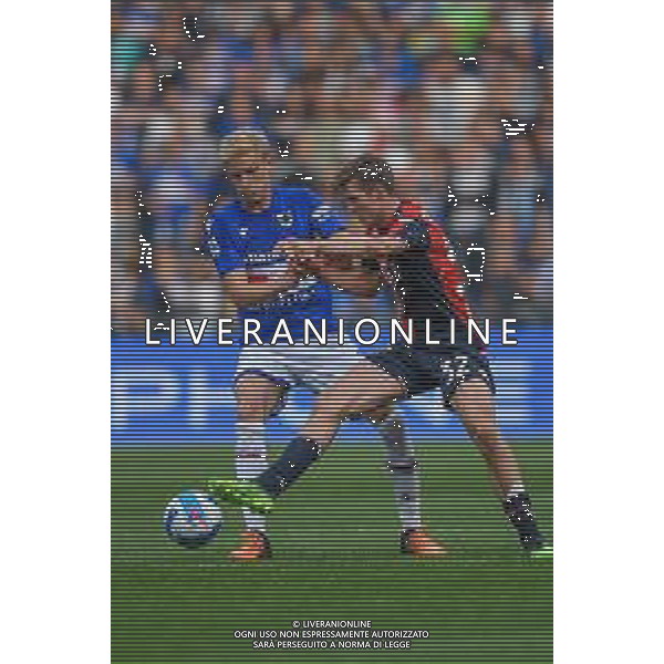 Danilo Vigo/LMedia - UC Sampdoria vs Genoa CFC - italian soccer Serie A match 2021/2022 April 30 2022 - Luigi Ferraris stadium Genova, Italy UC Sampdoria vs Genoa CFC Photo showing: Morten Thorsby (Sampdoria) - Morten Wetche Frendrup (Genoa) @Danilo Vigo/LiveMedia /AGENZIA ALDO LIVERANI SAS