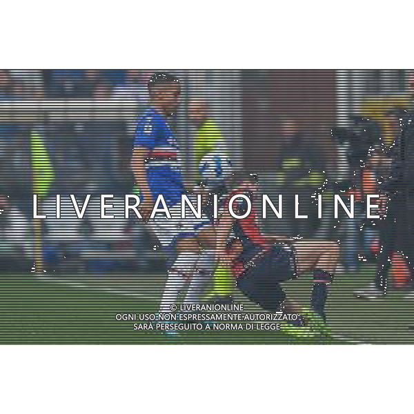 Danilo Vigo/LMedia - UC Sampdoria vs Genoa CFC - italian soccer Serie A match 2021/2022 April 30 2022 - Luigi Ferraris stadium Genova, Italy UC Sampdoria vs Genoa CFC Photo showing: Abdelhamid Sabiri (Sampdoria) - Morten Wetche Frendrup (Genoa) @Danilo Vigo/LiveMedia /AGENZIA ALDO LIVERANI SAS
