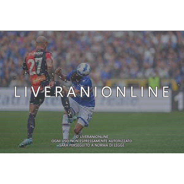 Danilo Vigo/LMedia - UC Sampdoria vs Genoa CFC - italian soccer Serie A match 2021/2022 April 30 2022 - Luigi Ferraris stadium Genova, Italy UC Sampdoria vs Genoa CFC Photo showing: Stefano Sturaro (Genoa) - Abdelhamid Sabiri (Sampdoria) @Danilo Vigo/LiveMedia /AGENZIA ALDO LIVERANI SAS
