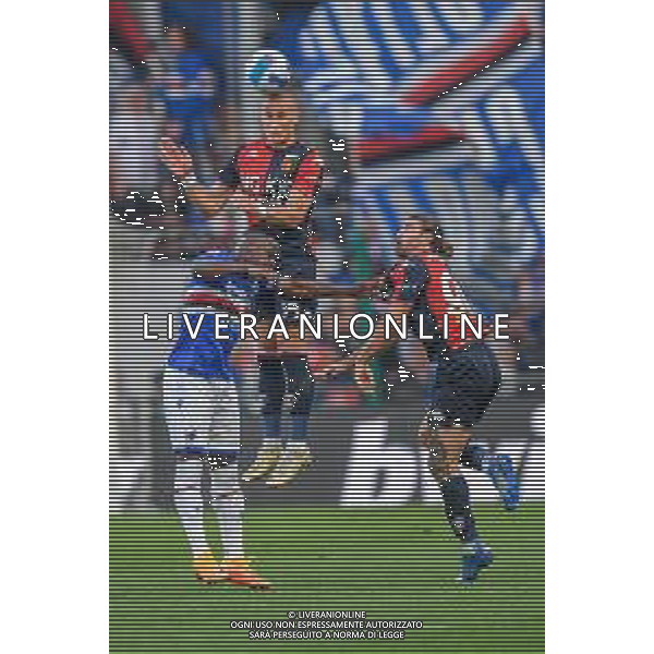 Danilo Vigo/LMedia - UC Sampdoria vs Genoa CFC - italian soccer Serie A match 2021/2022 April 30 2022 - Luigi Ferraris stadium Genova, Italy UC Sampdoria vs Genoa CFC Photo showing: Ronaldo Augusto Vieira Nan (Sampdoria) - Leo Skiri √òstigard (Genoa) - Manolo Portanova (Genoa) @Danilo Vigo/LiveMedia /AGENZIA ALDO LIVERANI SAS