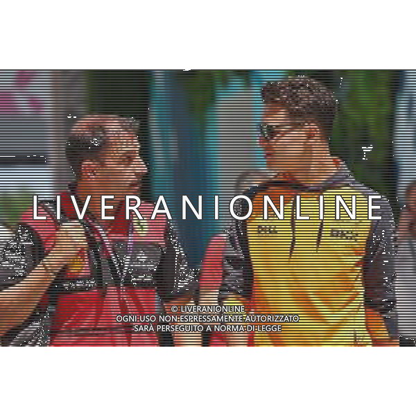 (L to R): Marc Gene (ESP) Ferrari Test Driver with Lando Norris (GBR) McLaren. 06.05.2022. Formula 1 World Championship, Rd 5, Miami Grand Prix, Miami, Florida, USA, Practice Day. - www.xpbimages.com, EMail: requests@xpbimages.com © Copyright: Batchelor / XPB Images/AGENZIA ALDO LIVERANI SAS - ITALY ONLY EDITORIAL USE ONLY
