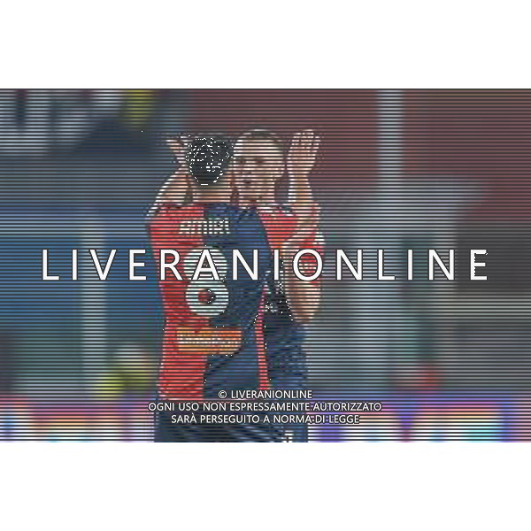 Danilo Vigo/LMedia - Genoa CFC vs Juventus FC - italian soccer Serie A match 2021/2022 May 06 2022 - Luigi Ferraris stadium Genova, Italy Genoa CFC vs Juventus FC Photo showing: Nadiem Amiri and Albert Gudmundsson (Genoa) celebrates after scoring a goal 1-1 @Danilo Vigo/LiveMedia AG ALDO LIVERANI SAS
