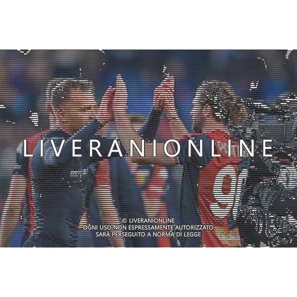 Danilo Vigo/LMedia - Genoa CFC vs Juventus FC - italian soccer Serie A match 2021/2022 May 06 2022 - Luigi Ferraris stadium Genova, Italy Genoa CFC vs Juventus FC Photo showing: Domenico Criscito &#xA; and Manolo Portanova celebrates after scoring a match- esultanza @Danilo Vigo/LiveMedia /AGENZIA ALDO LIVERANI SAS