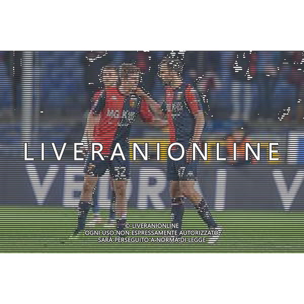 Danilo Vigo/LMedia - Genoa CFC vs Juventus FC - italian soccer Serie A match 2021/2022 May 06 2022 - Luigi Ferraris stadium Genova, Italy Genoa CFC vs Juventus FC Photo showing: Morten Wetche Frendrup and Milan Badelj (Genoa) @Danilo Vigo/LiveMedia /AGENZIA ALDO LIVERANI SAS
