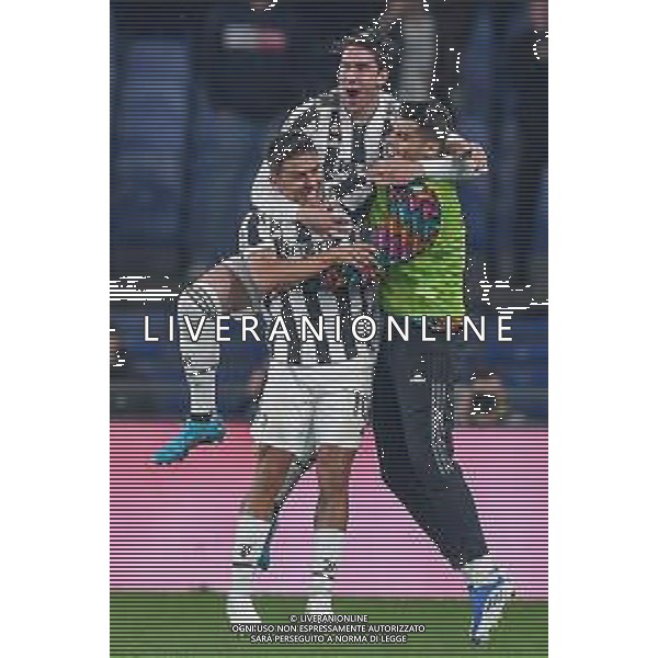 Danilo Vigo/LMedia - Genoa CFC vs Juventus FC - italian soccer Serie A match 2021/2022 May 06 2022 - Luigi Ferraris stadium Genova, Italy Genoa CFC vs Juventus FC Photo showing: Paulo Exequiel Dybala - Dusan Vlahovic and Alvaro Borja Morata (Juventus) celebrates after scoring a goal 0-1- esultanza @Danilo Vigo/LiveMedia /AGENZIA ALDO LIVERANI SAS