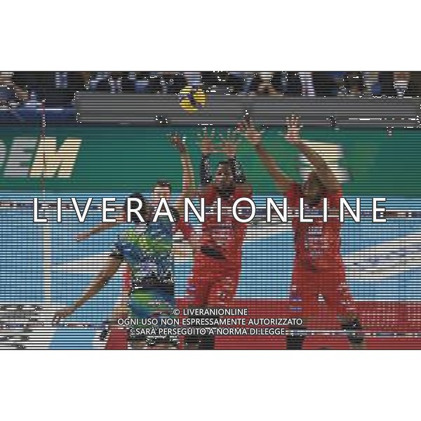 Roberto Bartomeoli/LMedia - Play Off - Cucine Lube Civitanova vs Sir Safety Conad Perugia - Volleyball Italian Serie A Men Superleague Championship 2021/2022 May 11 2022 - Eurosuole Forum Civitanova Marche, Italy Play Off - Cucine Lube Civitanova vs Sir Safety Conad Perugia Photo showing: Attack of Wilfredo Leon Venero #9 (Sir Safety Conad Perugia) @Roberto Bartomeoli/LiveMedia / AGENZIA ALDO LIVERANI SAS