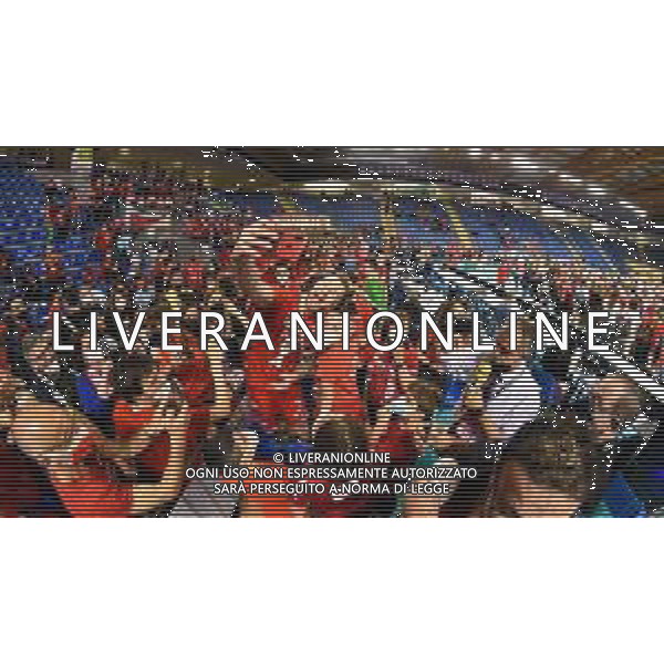 Roberto Bartomeoli/LMedia - Play Off - Cucine Lube Civitanova vs Sir Safety Conad Perugia - Volleyball Italian Serie A Men Superleague Championship 2021/2022 May 11 2022 - Eurosuole Forum Civitanova Marche, Italy Play Off - Cucine Lube Civitanova vs Sir Safety Conad Perugia Photo showing: Ivan Zaytsev #9 (Cucine Lube Civitanova) and Supporter of the Cucine Lube Civitanova @Roberto Bartomeoli/LiveMedia / AGENZIA ALDO LIVERANI SAS