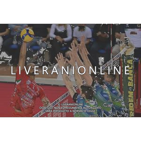 Roberto Bartomeoli/LMedia - Play Off - Cucine Lube Civitanova vs Sir Safety Conad Perugia - Volleyball Italian Serie A Men Superleague Championship 2021/2022 May 11 2022 - Eurosuole Forum Civitanova Marche, Italy Play Off - Cucine Lube Civitanova vs Sir Safety Conad Perugia Photo showing: Attack of Ricardo Lucarelli Santos De Souza #8 (Cucine Lube Civitanova) @Roberto Bartomeoli/LiveMedia / AGENZIA ALDO LIVERANI SAS