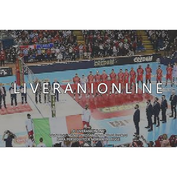 Roberto Bartomeoli/LMedia - Play Off - Cucine Lube Civitanova vs Sir Safety Conad Perugia - Volleyball Italian Serie A Men Superleague Championship 2021/2022 May 11 2022 - Eurosuole Forum Civitanova Marche, Italy Play Off - Cucine Lube Civitanova vs Sir Safety Conad Perugia Photo showing: Cucine Lube Civitanova players take to the volleyball court @Roberto Bartomeoli/LiveMedia / AGENZIA ALDO LIVERANI SAS