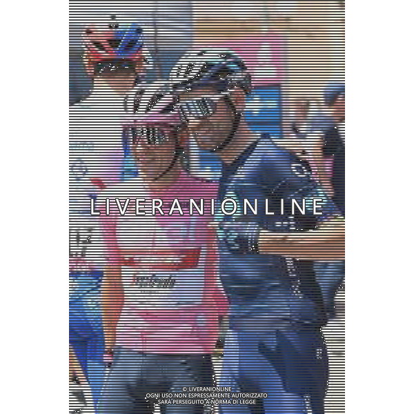 12-05-2022 Giro D\'italia; Tappa 06 Palmi - Scalea; 2022, Movistar; 2022, Trek - Segafredo; Valverde, Alejandro; Lopez, Juan Pedro; Palmi; ©SIROTTI/AGENZIA ALDO LIVERANI SAS