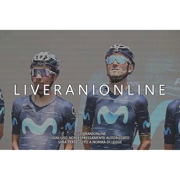 12-05-2022 Giro D\'italia; Tappa 06 Palmi - Scalea; 2022, Movistar; Sosa Cuervo, Ivan Ramiro; Valverde, Alejandro; Palmi; ©SIROTTI/AGENZIA ALDO LIVERANI SAS