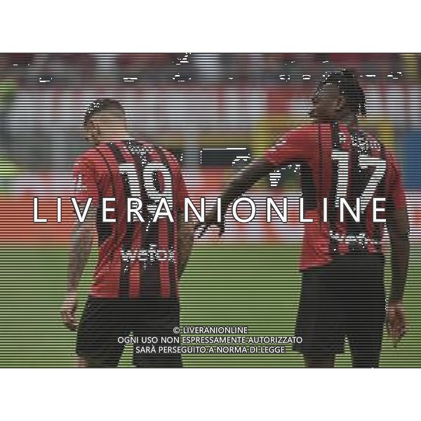 Theo Hernandez (Milan) e Rafael Leao (Milan) esultano dopo il gol del 2 a 0 Milan vs Atalanta Milano 15-05-2022 Stadio Giuseppe Meazza - San Siro Campionato Serie A TIM - 37a giornata foto Roberto Garavaglia/ag. Aldo Liverani sas/ AGENZIA ALDO LIVERANI SAS