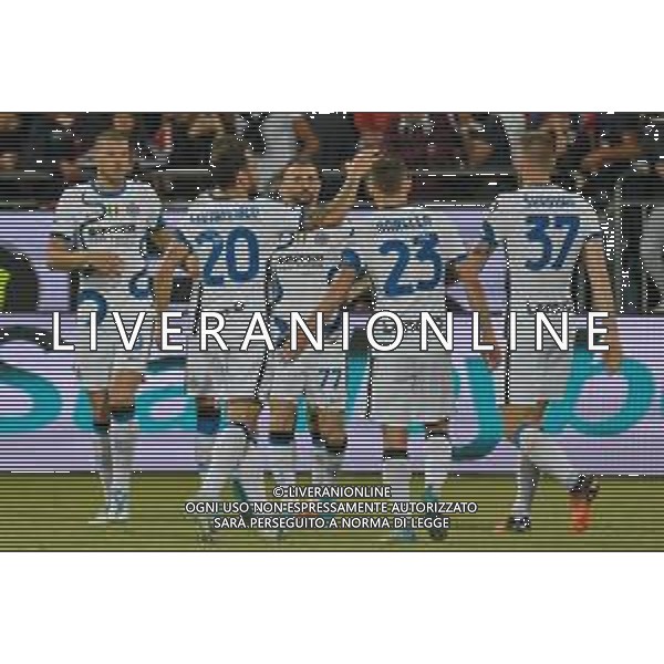 15-5-2022. Cagliari Calcio-Inter F.C., 37° giornata Serie A 2021/2022. Italia, Sardegna, Cagliari, stadio Unipol Domus. Salvatore Moi/Aldo Liverani s.a.s.. Nella foto: Gol dell\'Inter contro Cagliari in trasferta, nello stadio Unipol Domus di Cagliari. Segna Lautaro Martinez Inter - esultanza ©MOI / AGENZIA ALDO LIVERANI SAS