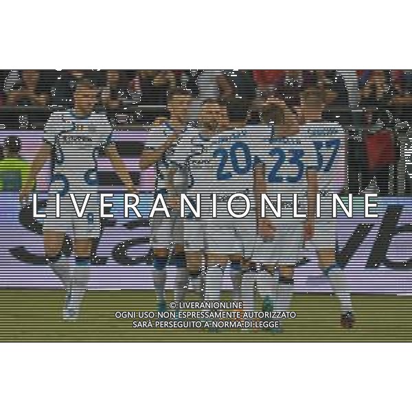 15-5-2022. Cagliari Calcio-Inter F.C., 37° giornata Serie A 2021/2022. Italia, Sardegna, Cagliari, stadio Unipol Domus. Salvatore Moi/Aldo Liverani s.a.s.. Nella foto: Gol dell\'Inter contro Cagliari in trasferta, nello stadio Unipol Domus di Cagliari. Segna Lautaro Martinez Inter - esultanza ©MOI / AGENZIA ALDO LIVERANI SAS