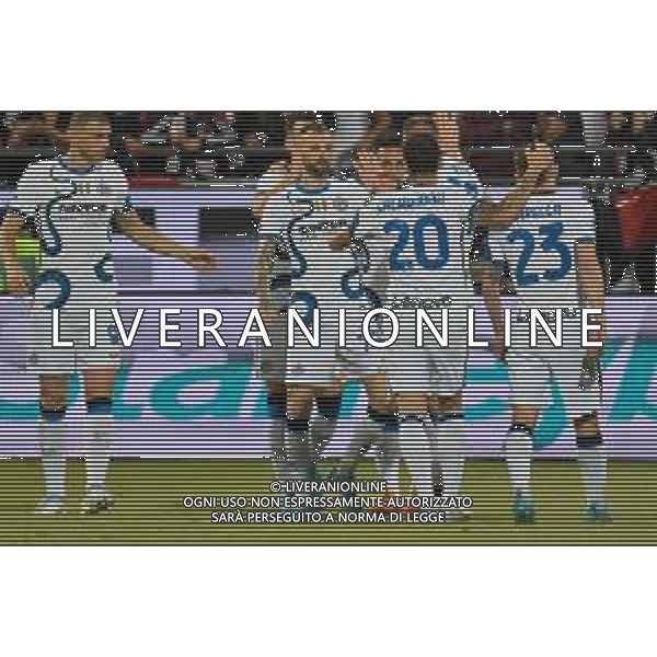 15-5-2022. Cagliari Calcio-Inter F.C., 37° giornata Serie A 2021/2022. Italia, Sardegna, Cagliari, stadio Unipol Domus. Salvatore Moi/Aldo Liverani s.a.s.. Nella foto: Gol dell\'Inter contro Cagliari in trasferta, nello stadio Unipol Domus di Cagliari. Segna Lautaro Martinez Inter - esultanza ©MOI / AGENZIA ALDO LIVERANI SAS