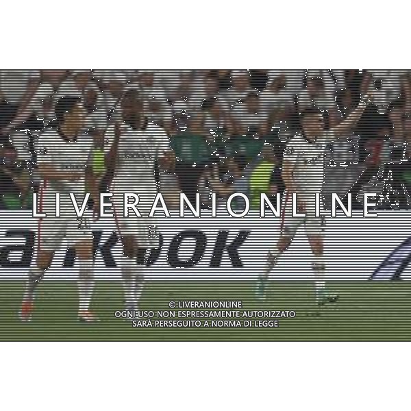 Francesco Scaccianoce/LMedia - UEFA Europa League 2022 Final - Eintracht vs Rangers - football Europa League match 2021/2022 May 18 2022 - Estadio Ramon Sanchez-Pizjuan Seville, Spain UEFA Europa League 2022 Final - Eintracht vs Rangers Photo showing: Rafael Borre (Eintracht Frankfurt) celebrates after scoring his side\'s first goal of the match @Francesco Scaccianoce/LiveMedia /AGENZIA ALDO LIVERANI SAS