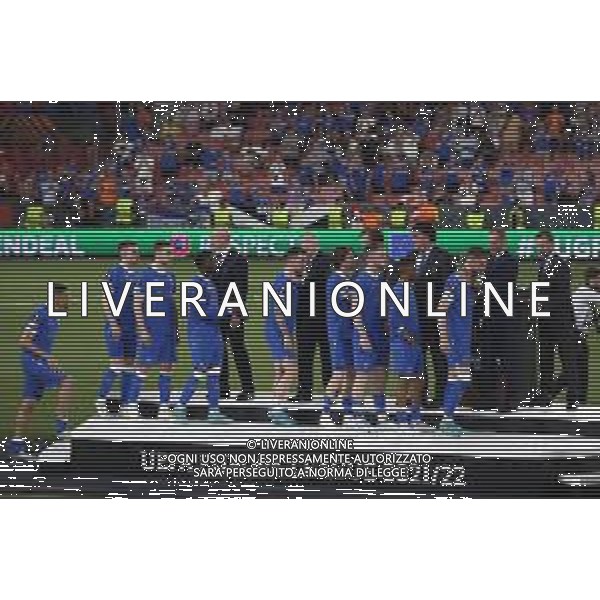 Francesco Scaccianoce/LMedia - UEFA Europa League 2022 Final - Eintracht vs Rangers - football Europa League match 2021/2022 May 18 2022 - Estadio Ramon Sanchez-Pizjuan Seville, Spain UEFA Europa League 2022 Final - Eintracht vs Rangers Photo showing: Aleksander ?eferin gives the 2nd place medal to Rangers FC players @Francesco Scaccianoce/LiveMedia /AGENZIA ALDO LIVERANI SAS