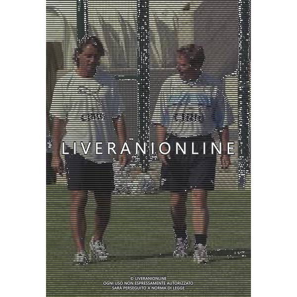 1999-ALLENAMENTO LAZIO CALCIO NELLA FOTO IVAN CARMINATI PREPARATORE LAZIO CALCIO E ROBERTO MANCINI AG ALDO LIVERANI SAS