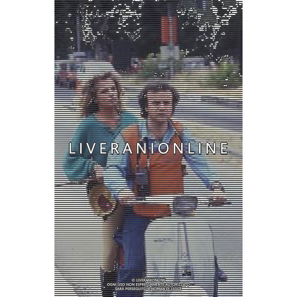 RETROSPETTIVA ISABELLA FERRARI ATTRICE NELLA FOTO ISABELLA FERRARI CON JERRY CALA\' NELL\'ANNO 1985 SET DEL FILM “IL RAGAZZO DEL PONY EXPRESS“ AG ALDO LIVERANI SAS 