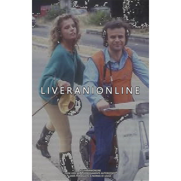 RETROSPETTIVA ISABELLA FERRARI ATTRICE NELLA FOTO ISABELLA FERRARI CON JERRY CALA\' NELL\'ANNO 1985 SET DEL FILM “IL RAGAZZO DEL PONY EXPRESS“ AG ALDO LIVERANI SAS 