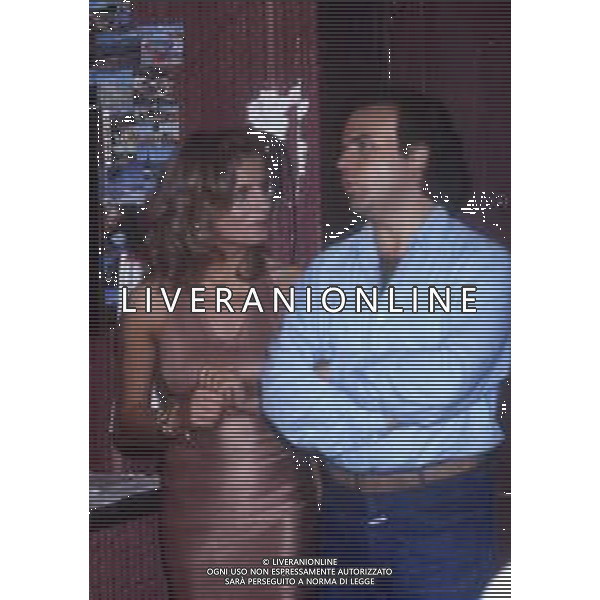 RETROSPETTIVA ISABELLA FERRARI ATTRICE NELLA FOTO ISABELLA FERRARI CON JERRY CALA\' NELL\'ANNO 1985 A ROMA AG ALDO LIVERANI SAS 