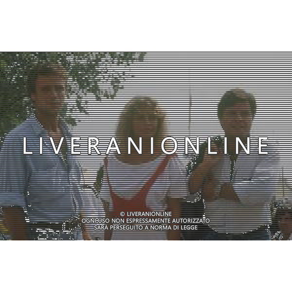 RETROSPETTIVA ISABELLA FERRARI ATTRICE NELLA FOTO ISABELLA FERRARI CON JERRY CALA\' MAURO DI FRANCESCO NELL\'ANNO 1985 CAST DEL FILM “CHEWINGUM“ A VENEZIA AG ALDO LIVERANI SAS 