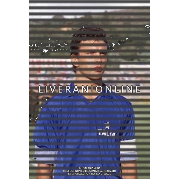 RETROSPETTIVA LUCA PELLEGRINI CALCIATORE NELLA FOTO CON LA MAGLIA DELLA NAZIONALE ITALIANA MILITARE AD AREZZO GIUGNO 1987 ©DFP/ARCHIVIO AGENZIA ALDO LIVERANI SAS