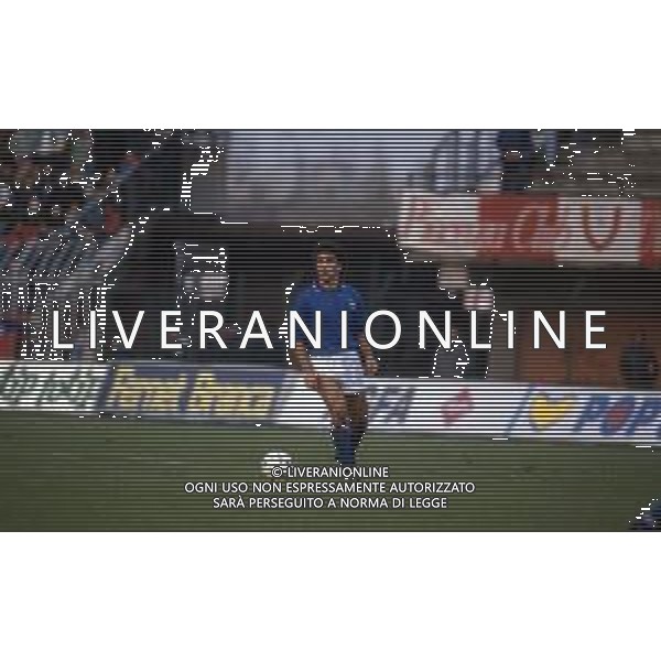 RETROSPETTIVA LUCA PELLEGRINI CALCIATORE NELLA FOTO CON LA MAGLIA DELLA NAZIONALE ITALIANA UNDER 21 IN ITALIA U21 - PORTOGALLO A PIACENZA 02.12.1987 ©DFP/ARCHIVIO AGENZIA ALDO LIVERANI SAS