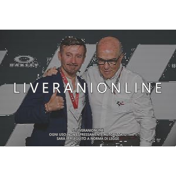 Alessio Marini/LMedia - Max Biagi receives the honor of MotoGP Legend - MotoGP World Championship May 27 2022 - Mugello International Circuit Mugello, Italy Max Biagi receives the honor of MotoGP Legend Photo showing: Max Biagi receives the honor of MotoGP Legend from Carlos Ezpeleta - Dorna @Alessio Marini/LiveMedia /AGENZIA ALDO LIVERANI SAS