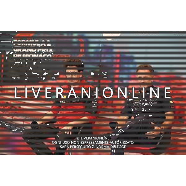 (L to R): Mattia Binotto (ITA) Ferrari Team Principal and Christian Horner (GBR) Red Bull Racing Team Principal in the FIA Press Conference. 28.05.2022. Formula 1 World Championship, Rd 7, Monaco Grand Prix, Monte Carlo, Monaco, Qualifying Day. - www.xpbimages.com, EMail: requests@xpbimages.com © Copyright: Moy / XPB Images/AGENZIA ALDO LIVERANI SAS - ITALY ONLY EDITORIAL USE ONLY