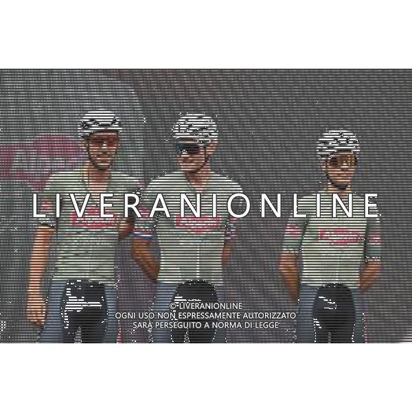 28-05-2022 Giro D\'italia; Tappa 20 Belluno - Passo Fedaia; 2022, Alpecin - Fenix; De Bondt, Dries; Van Der Poel, Mathieu; Oldani, Stefano; Belluno; FOTO STEFANO SIROTTI-AG ALDO LIVERANI SAS