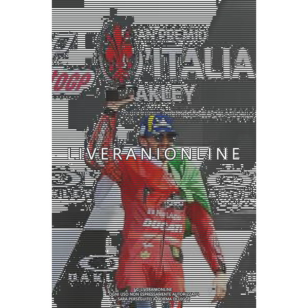 Alessio Marini/LMedia - Gran Premio d\'Italia Oakley Race - MotoGP World Championship<stagioneSportiva> May 29 2022 - Mugello International Circuit Scarperia (FI), Italy Gran Premio d\'Italia Oakley Race Photo showing: Bagnaia Francesco Ita Ducati Lenovo Team Ducati celebrates first place @Alessio Marini/LiveMedia /AGENZIA ALDO LIVERANI SAS