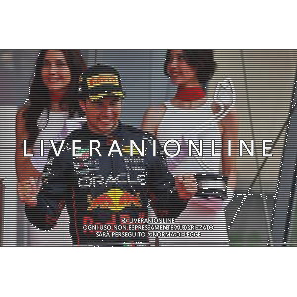 Race winner Sergio Perez (MEX) Red Bull Racing celebrates on the podium. 29.05.2022. Formula 1 World Championship, Rd 7, Monaco Grand Prix, Monte Carlo, Monaco, Race Day. - www.xpbimages.com, EMail: requests@xpbimages.com © Copyright: Batchelor / XPB Images/AGENZIA ALDO LIVERANI SAS - ITALY ONLY EDITORIAL USE ONLY