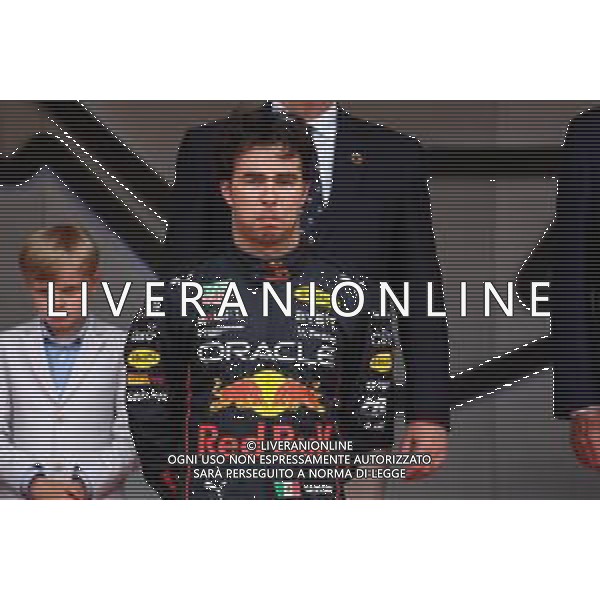Race winner Sergio Perez (MEX) Red Bull Racing celebrates on the podium. 29.05.2022. Formula 1 World Championship, Rd 7, Monaco Grand Prix, Monte Carlo, Monaco, Race Day. - www.xpbimages.com, EMail: requests@xpbimages.com © Copyright: Batchelor / XPB Images/AGENZIA ALDO LIVERANI SAS - ITALY ONLY EDITORIAL USE ONLY
