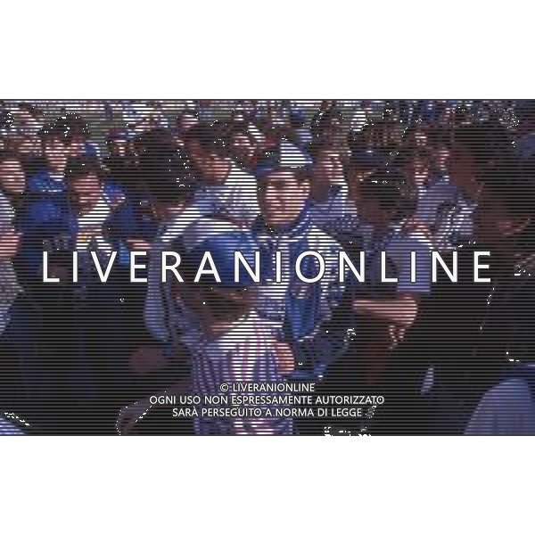 FESTEGGIAMENTI DEI TIFOSI DELLA SAMPDORIA PER LA VITTORIA DEL PRIMO SCUDETTO NEL CAMPIONATO 1990-1991 AG. ALDO LIVERANI SAS
