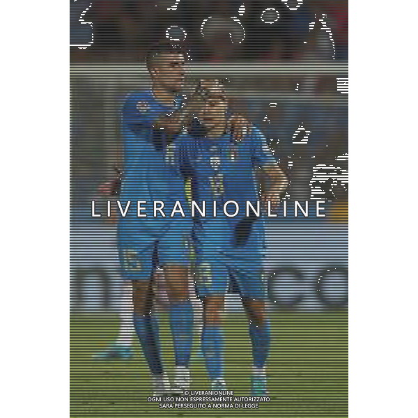 CESENA - UEFA Nations League girone A gruppo 3 - ITALIA vs UNGHERIA 07/06/2022 - nella foto: esultanza Barella Nicolo\'(Italia) Gianluca Mancini(Italia)dopo il goal ©Claudio Zamagni/Agenzi Aldo Liverani s.a.s. /AGENZIA ALDO LIVERANI SAS