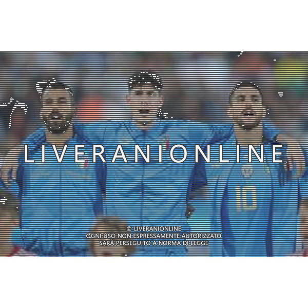 CESENA - UEFA Nations League girone A gruppo 3 - ITALIA vs UNGHERIA 07/06/2022 - nella foto: Spinazzola leonardo- Bastoni alessandro(Italia)Lorenzo Pellegrini(Italia) ©Claudio Zamagni/Agenzi Aldo Liverani s.a.s.