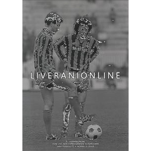 16-02-1983 MILANO ANDATA DI OTTAVI DI FINALE COPPA ITALIA INTER-VARESE 2-0 NELLA FOTO ROBERTO BERGAMASCHI E EVARISTO BECCALOSSI AG ALDO LIVERANI SAS