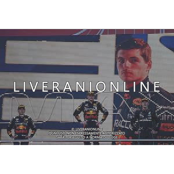 1st place Max Verstappen (NLD) Red Bull Racing RB18, with 2nd place Sergio Perez (MEX) Red Bull Racing RB18 and 3rd place George Russell (GBR) Mercedes AMG F1. 12.06.2022. Formula 1 World Championship, Rd 8, Azerbaijan Grand Prix, Baku Street Circuit, Azerbaijan, Race Day. - www.xpbimages.com, EMail: requests@xpbimages.com ¬© Copyright: Batchelor / XPB Images/AGENZIA ALDO LIVERANI SAS - ITALY ONLY EDITORIAL USE ONLY