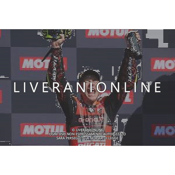 MISANO - Campionato Mondiale Superbike 12/06/2022 - nella foto: esultanza sul podio di Alvaro Bautista per la vittoria di gara 2 ©Claudio Zamagni/Agenzi Aldo Liverani s.a.s.