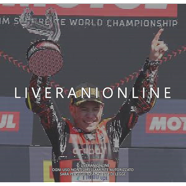 MISANO - Campionato Mondiale Superbike 12/06/2022 - nella foto: esultanza sul podio di Alvaro Bautista per la vittoria di gara 2 ©Claudio Zamagni/Agenzi Aldo Liverani s.a.s.