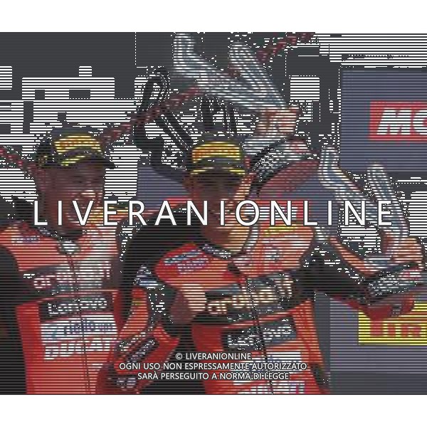 MISANO - Campionato Mondiale Superbike 12/06/2022 - nella foto: esultanza di bautista e rinaldi sul podio ©Claudio Zamagni/Agenzi Aldo Liverani s.a.s.