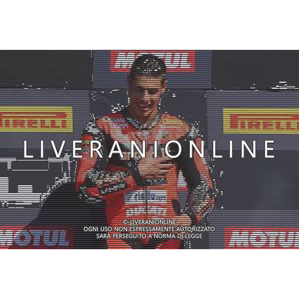 MISANO - Campionato Mondiale Superbike 12/06/2022 - nella foto: esultanza sul podio di Michael Ruben Rinaldi per la vittoria di gara 2 ©Claudio Zamagni/Agenzi Aldo Liverani s.a.s.