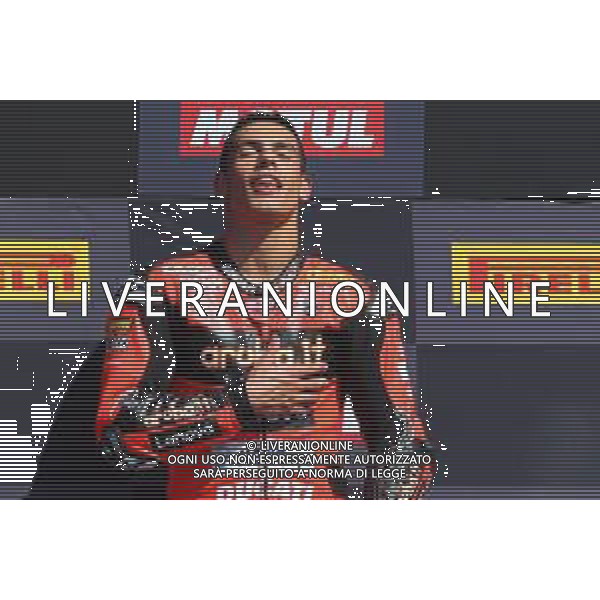 MISANO - Campionato Mondiale Superbike 12/06/2022 - nella foto: esultanza sul podio di Michael Ruben Rinaldi per il terzo posto in gara 2 ©Claudio Zamagni/Agenzi Aldo Liverani s.a.s.